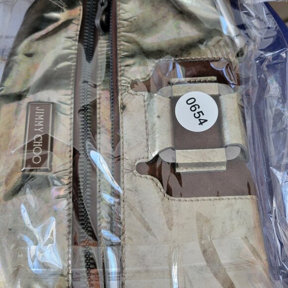 Jimmy Choo Clutch Wristlet Bag Foldover Metallic 11 X 6 Distressed Logo … - Picture 15 of 15